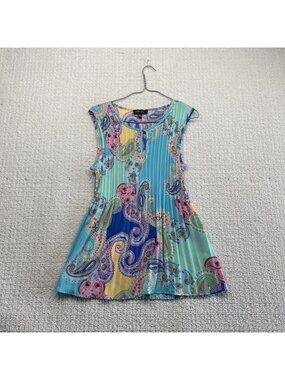 Melissa Paige Tank Top Womens L Multicolor Paisley Pleated Flowy Ecletic Boho